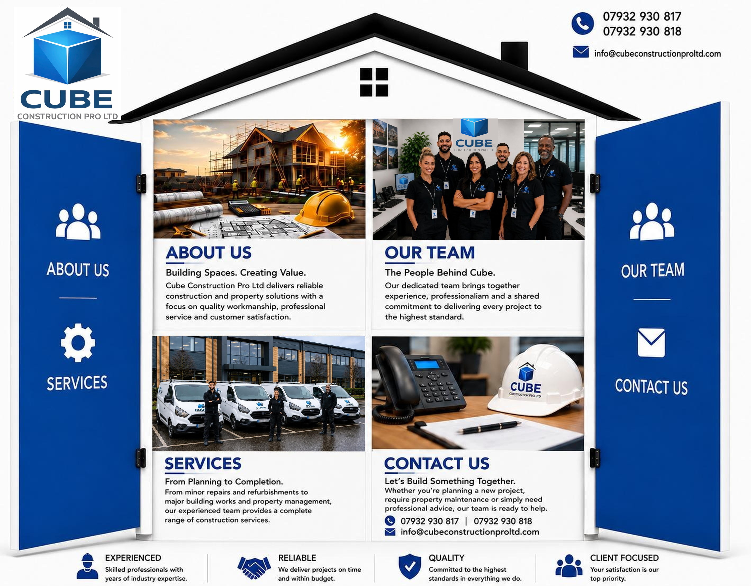 Cube Construction Pro Ltd homepage — doors open